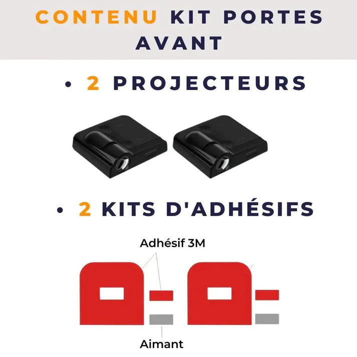 Projecteur de Logo LED pour Portes de Voiture – (Kit 2 portes)